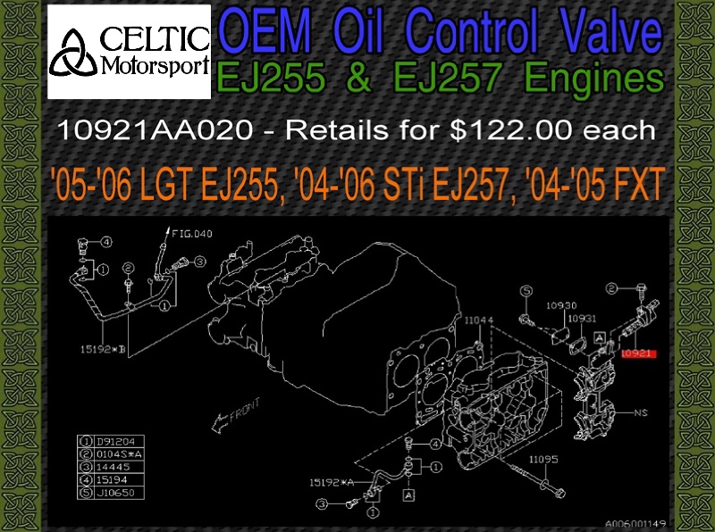 OEM Subaru Oil Control Valve 10921AA020 04-06 Baja Forester XT Impreza WRX STi